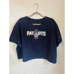 Pro Standard New England Patriots Cropped Navy Blue T-Shirt Womens 2XL NWT NFL